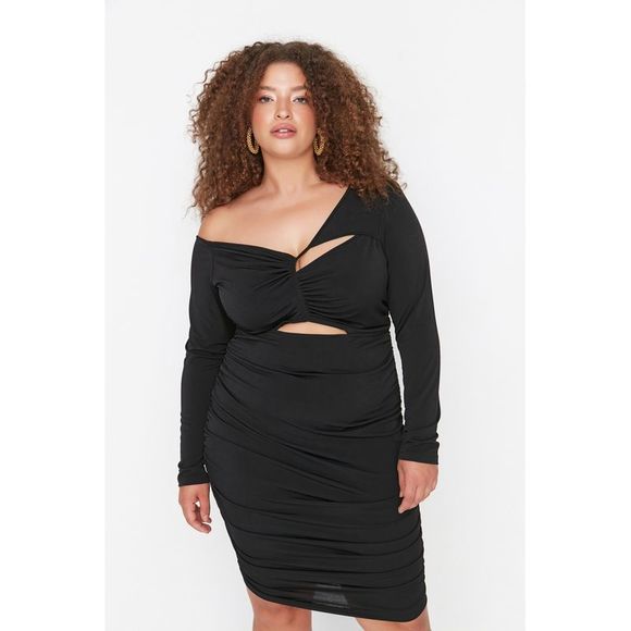 NWT Trendyol Plus Size Fitted Knit Plus Size Dress - Picture 2 of 11